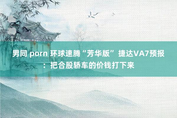男同 porn 环球速腾“芳华版” 捷达VA7预报：把合股轿车的价钱打下来