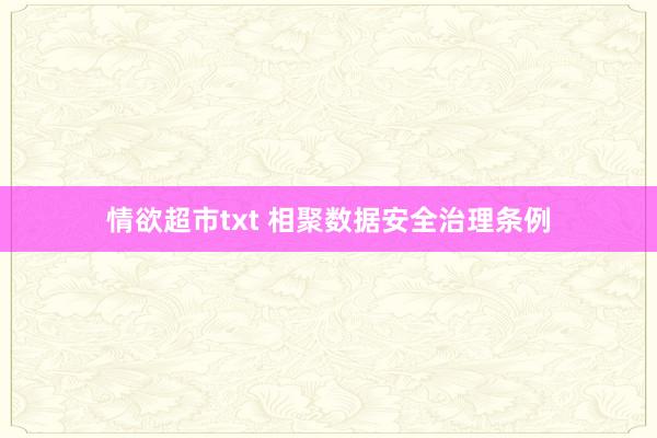 情欲超市txt 相聚数据安全治理条例