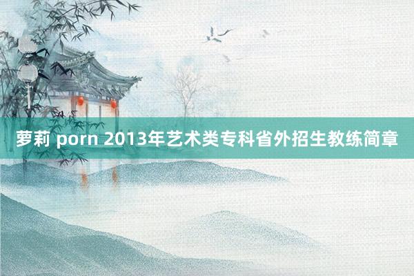 萝莉 porn 2013年艺术类专科省外招生教练简章