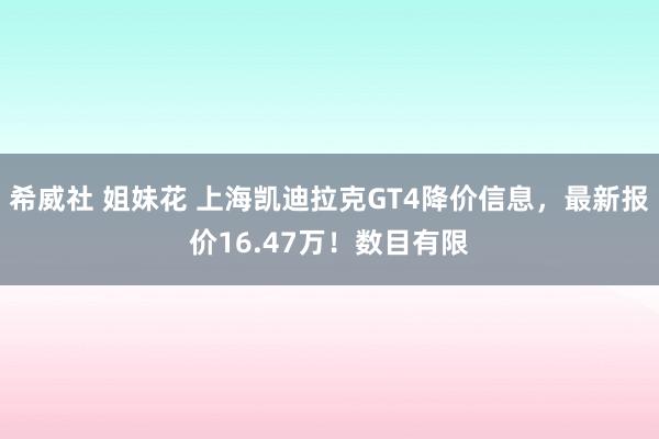 希威社 姐妹花 上海凯迪拉克GT4降价信息，最新报价16.47万！数目有限