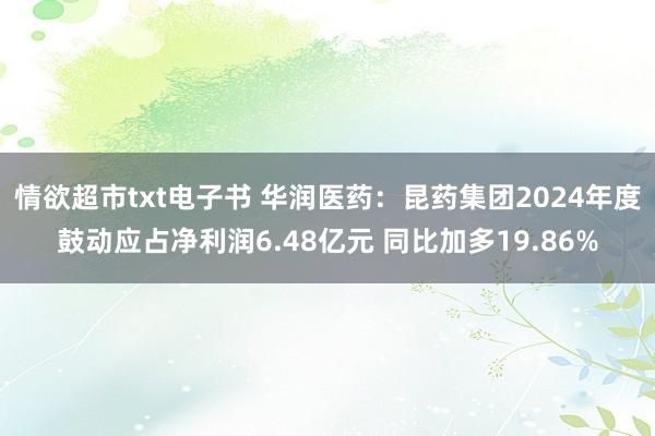 情欲超市txt电子书 华润医药：昆药集团2024年度鼓动应占净利润6.48亿元 同比加多19.86%